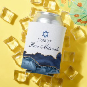 Custom Bar Mitzvah Party Marine Blauw Goud Agaat Blikjeskoeler