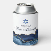 Custom Bar Mitzvah Party Marine Blauw Goud Agaat Blikjeskoeler (Blikje Achterkant)