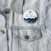 Custom Bar Mitzvah Party Marine Blauw Goud Agaat Ronde Button 5,7 Cm (In situ)