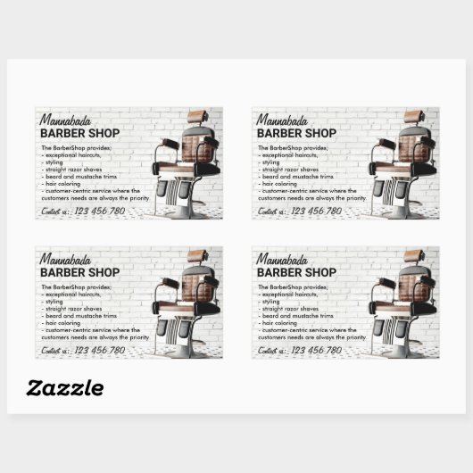 Custom Barber Logo Custom Typography Classic Rechthoekige Sticker (Vel)