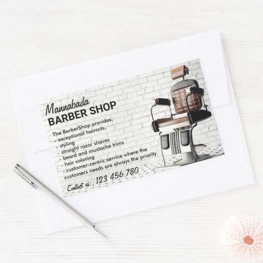 Custom Barber Logo Custom Typography Classic Rechthoekige Sticker (Envelop)