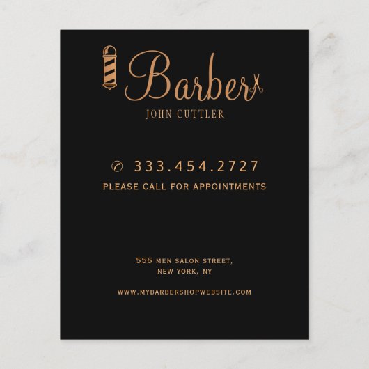 Custom barber shop prijslijst professionele logo flyer (Achterkant)