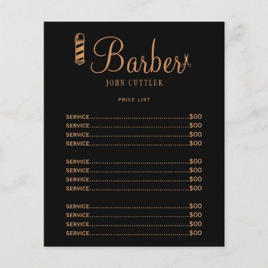 Custom barber shop prijslijst professionele logo flyer (Voorkant)