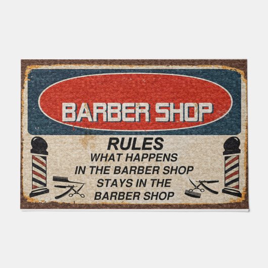 Custom Barber Shop Regels Mat,  Deurmat (Voorkant)