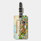 Custom Barcelona Spain Watercolor Park Guell Retro Bagagelabel (Voorkant verticaal)
