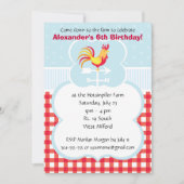 Custom Barnyard Rooster Birthday Party Kaart (Voorkant)