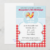 Custom Barnyard Rooster Birthday Party Kaart (Voorkant / Achterkant)