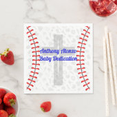 Custom Baseball Baby Dedication Napkins w/ Cross Servet (Insitu)