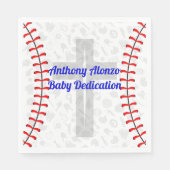 Custom Baseball Baby Dedication Napkins w/ Cross Servet (Voorkant)