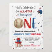 Custom Baseball Birthday Party Invitation Kaart (Voorkant / Achterkant)