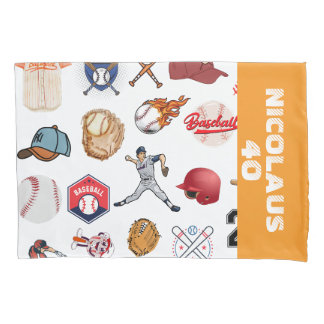 Custom Baseball coach pattern in white and orange Kussensloop