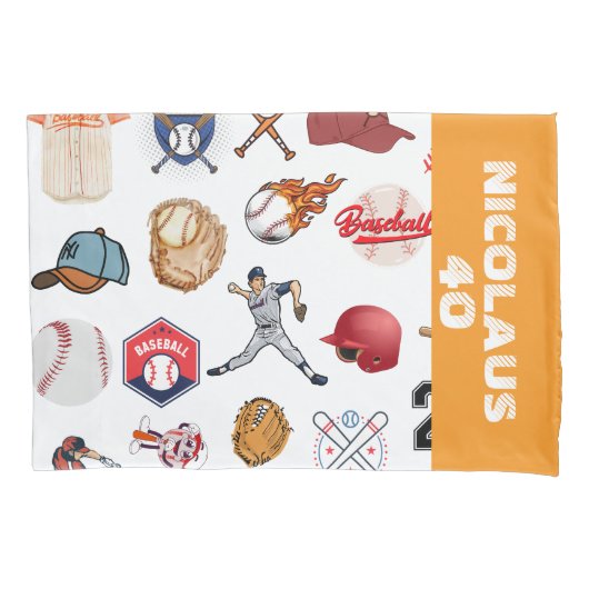 Custom Baseball coach pattern in white and orange Kussensloop (Voorkant)
