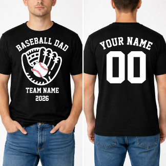 Custom Baseball Dad Team Name Number T-shirt