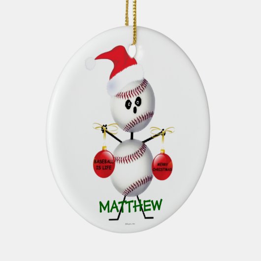 Custom Baseball Kerstmis Keramisch Ornament (Rechts)