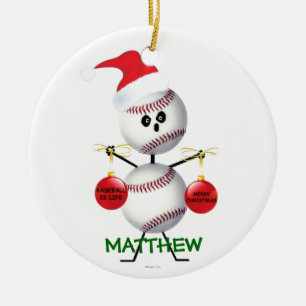 Custom Baseball Kerstmis Keramisch Ornament
