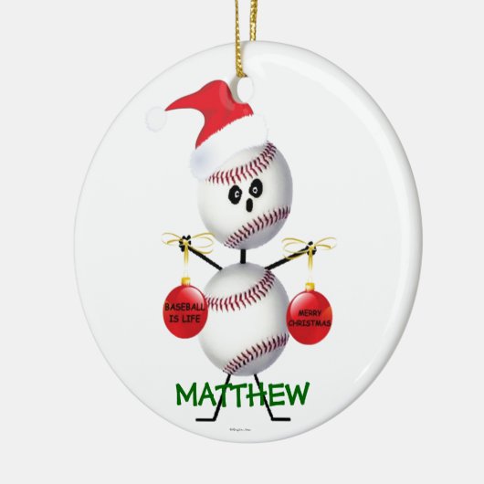 Custom Baseball Kerstmis Keramisch Ornament (Links)