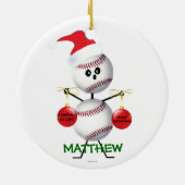 Custom Baseball Kerstmis Keramisch Ornament (Achterkant)