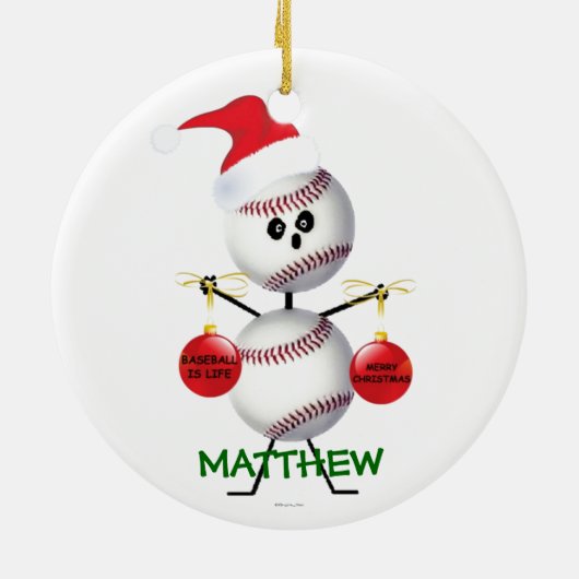 Custom Baseball Kerstmis Keramisch Ornament (Achterkant)