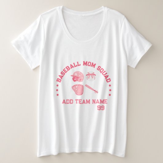 Custom Baseball Mom juichen Plus Size T-shirt (Design voorkant)