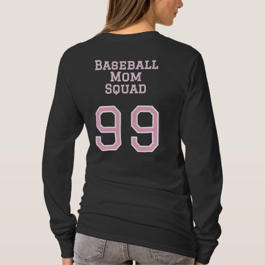 Custom Baseball Mom Squad, teamnummer en naam T-shirt (Achterkant)