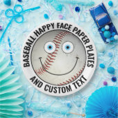 Custom Baseball Party BLUE EYES Happy Face Papieren Bordje (Feest)