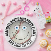 Custom Baseball Party BLUE EYES Happy Face Papieren Bordje (Feest)