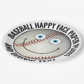 Custom Baseball Party BLUE EYES Happy Face Papieren Bordje (Gekanteld)