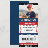 Custom Baseball Ticket Sport Verjaardag met foto Kaart (Voorkant / Achterkant)
