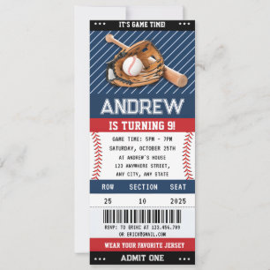 Custom Baseball Ticket Verjaardag met foto voor jo Kaart