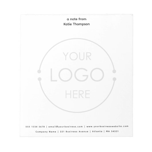 Custom Basic Business Logo Achtergrond en naam Notitieblok (Voorkant)