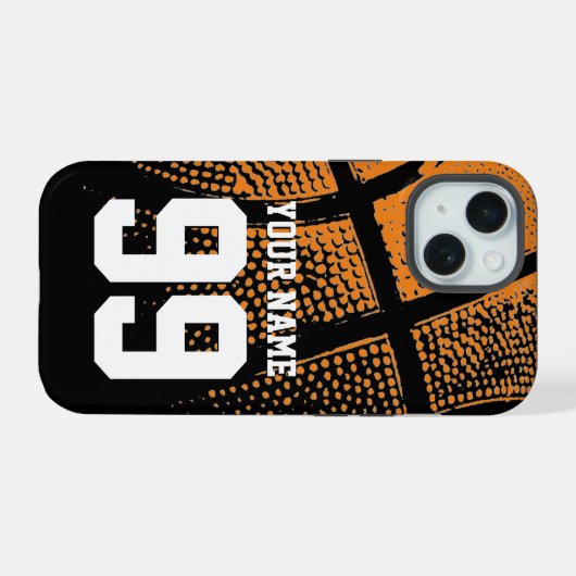 Custom basketbal jersey nummer budget vriendelijk iPhone 15 case (Achterkant horizontaal)