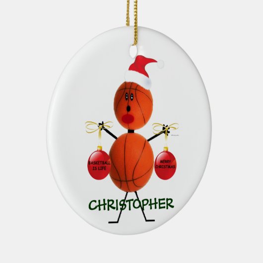 Custom Basketbal Kerstmis Keramisch Ornament (Rechts)