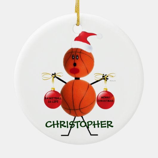 Custom Basketbal Kerstmis Keramisch Ornament (Achterkant)