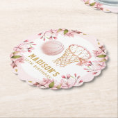 Custom Basketbal Meisje Verjaardag Kartonnen Onderzetters (Gekanteld)