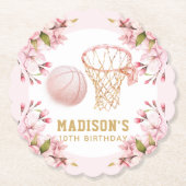 Custom Basketbal Meisje Verjaardag Kartonnen Onderzetters (Voorkant)