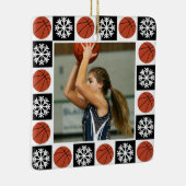 Custom Basketbal Speler Sport Foto Kerstmis Keramisch Ornament (Rechts)