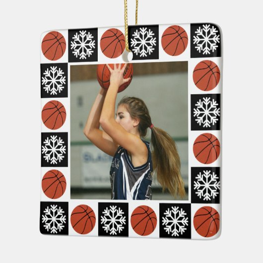 Custom Basketbal Speler Sport Foto Kerstmis Keramisch Ornament (Links)