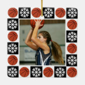 Custom Basketbal Speler Sport Foto Kerstmis Keramisch Ornament (Achterkant)