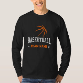 Custom Basketbal Team Naam Zwart Lange Mouw T-shirt