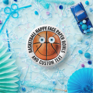 Custom Basketbal Theme Party BLUE EYES Happy Face Papieren Kommen