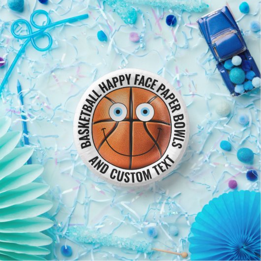 Custom Basketbal Theme Party BLUE EYES Happy Face Papieren Kommen (Feest)