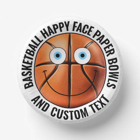 Custom Basketbal Theme Party BLUE EYES Happy Face Papieren Kommen (Voorkant)