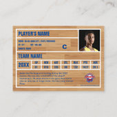 Custom Basketbal Trading Kaart - Blauw Contactkaartje (Achterkant)