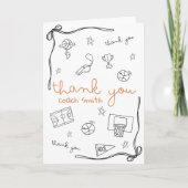 Custom Basketball Coach Thank you Card Doodle Bedankkaart (Voorkant)
