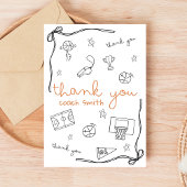 Custom Basketball Coach Thank you Card Doodle Bedankkaart