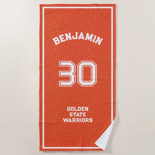 Custom Basketball Textured Orange Strandlaken (Voorkant)