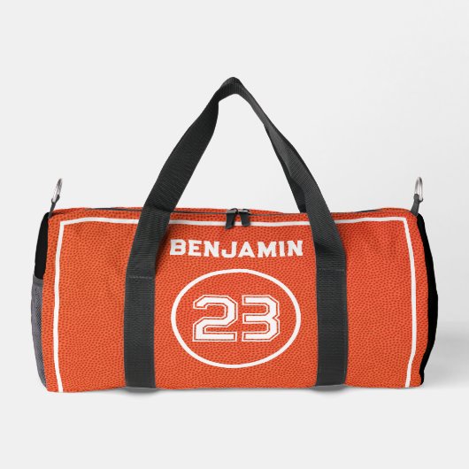 Custom Basketball Textured Player Number Orange Plunjezak (Achterkant)