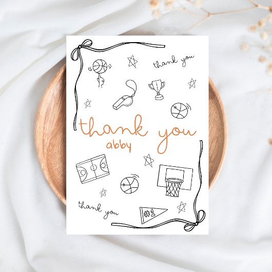 Custom Basketball Thank you Card Doodle Bedankkaart