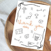 Custom Basketball Thank you Card Doodle Bedankkaart