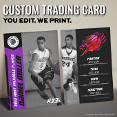 Custom Basketball Trading Card, Purple MVP Card Contactkaartje